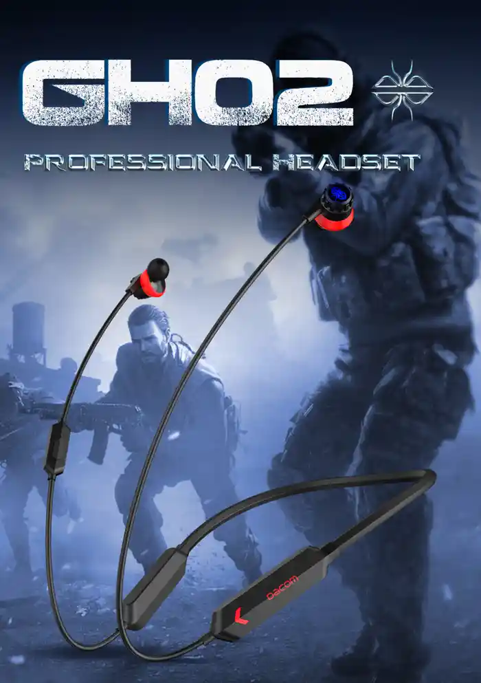 Dacom GH02 Wireless Neckband Headset E-Sport Earphone with Mic RGB LED Light for Mobile Phone.